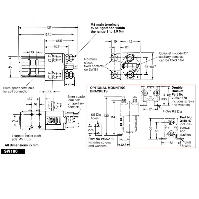 SW180AB-51 | Albright 48V Single-acting Contactor 150A
