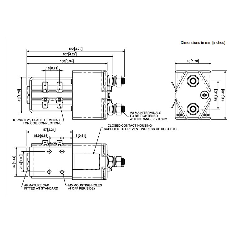 SW180-108 | Albright 48VDC SPST Solenoid Contactor 150A