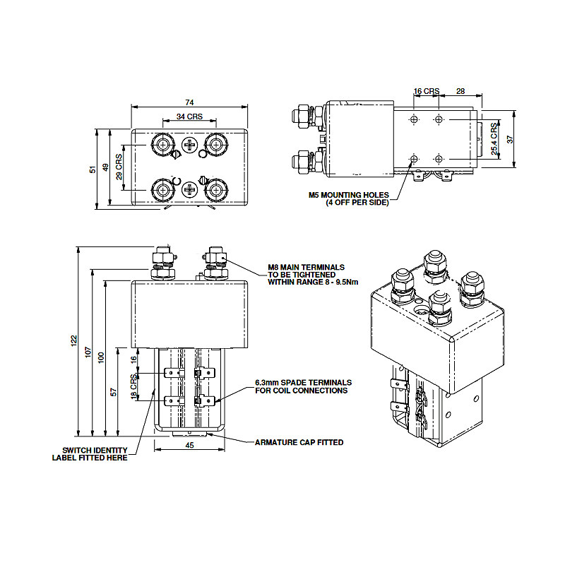 SW190-508 | Albright 28V DPST Solenoid - Intermittent