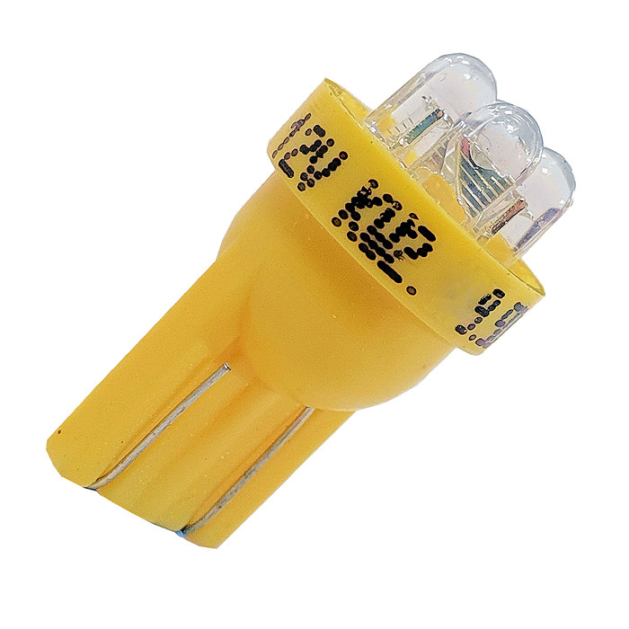 Twin Pack T10 12V (501) Capless Yellow LED Automotive Bulb | Re: L-005-01Y