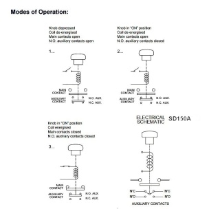 SD150A-54 Albright 24V On-Off Single-pole Emergency Stop Switch - Continuous