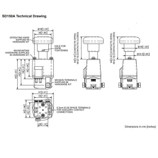 SD150A-54 Albright 24V On-Off Single-pole Emergency Stop Switch - Continuous