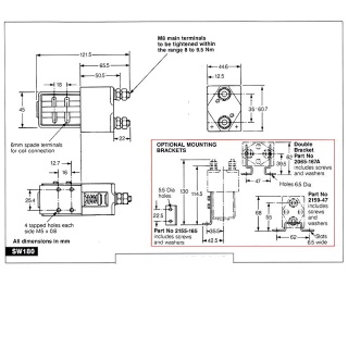 SW180-12 Albright Single-acting Solenoid Contactor 72V Continuous