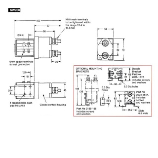 SW200-262 Albright Single-acting Solenoid Contactor 48V Continuous