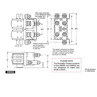 SW202-16 Albright Double-acting Motor-reversing Solenoid 24V Continuous