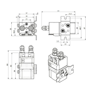 SW60-119MP Albright 12V DC IP66 80A Magnetically Latched Solenoid - Intermittent