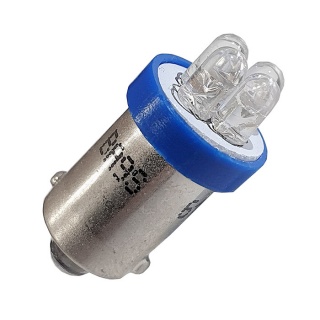 Twin Pack 12V (233) Single Contact  BA9S Blue LED Auto Bulbs | Re: L-002-33B