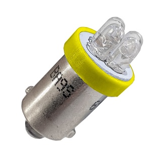 Twin Pack 12V (233) Single Contact  BA9S Yellow LED Auto Bulbs | Re: L-002-33Y